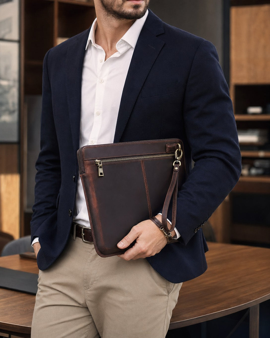 The Portatile Leather Laptop Clutch